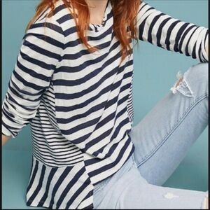 Maeve Womens Capernia Striped Long Sleeve Top M